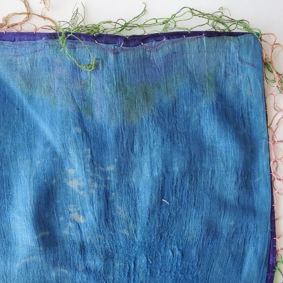 Vtg Purple Floral Embroidered Small Tablecloth Square Satin Decorative Accent - Picture 15 of 16